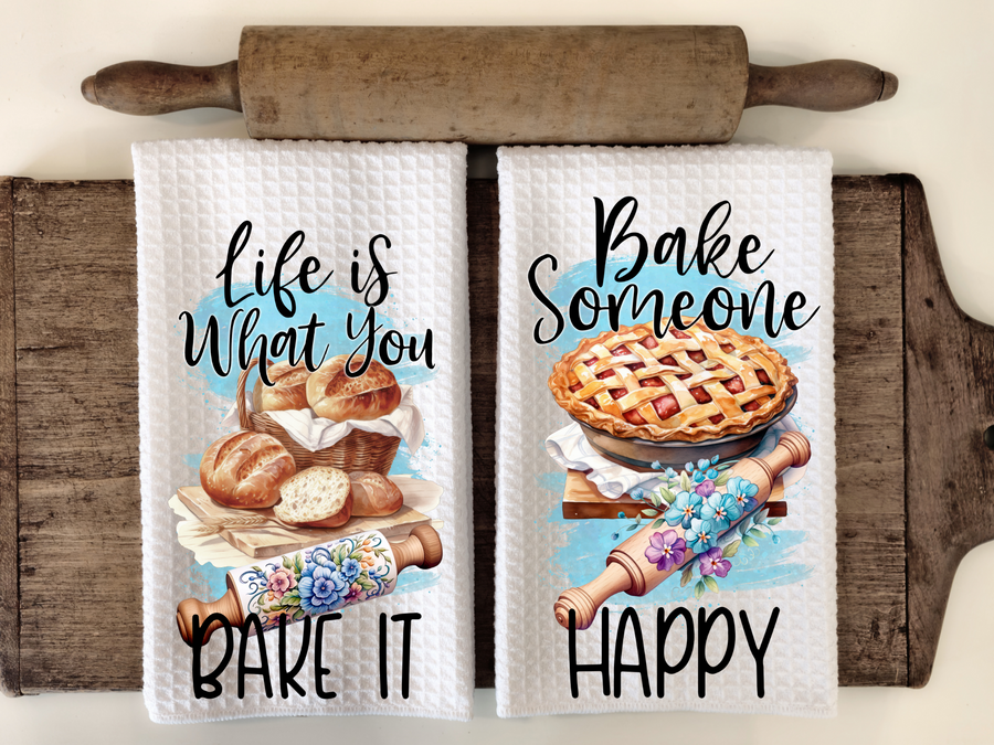 Baking Themed Kitchen Towels, Set of 2 Kitchen Towels, Gift for baker, gift for cook, Mothers Day gift