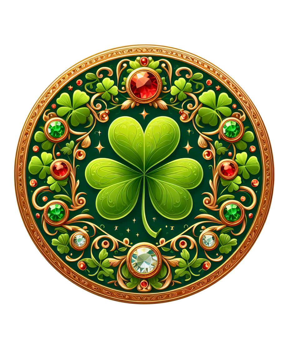 Shamrock Gemstone Wreath Sign, Round Metal Sign, Door Hanger