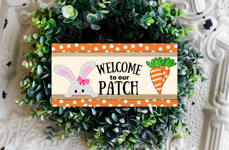 Welcome To Our Patch 12" x6" Wreath Sign,Rectangle Metal Sign,