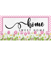 Home Sweet Home with Tulips 12" x6" Wreath Sign,Rectangle Metal Sign,