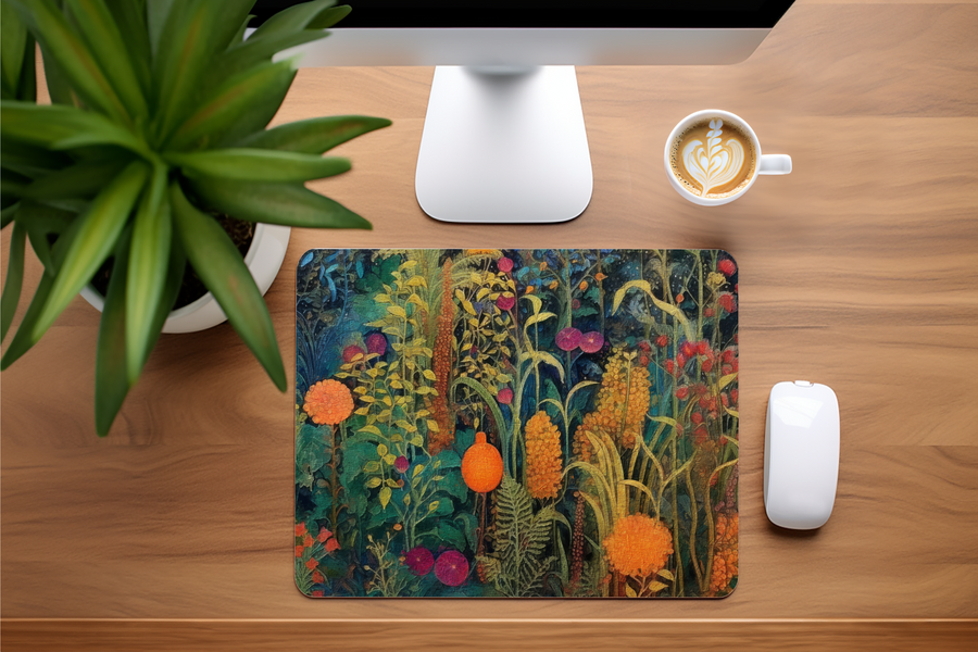 Gustav Klimt Style Floral Watercolor Garden Mousepad- Mouse pad for desk, Gift