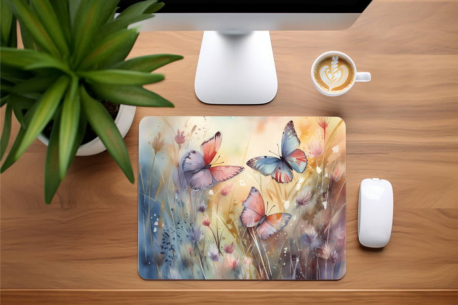 Watercolor Butterflies Mousepad- Mouse pad for desk, Gift