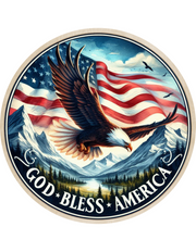 God Bless America Wreath Sign, round wreath sign, Patriotic Eagle American Flag sign for wreaths