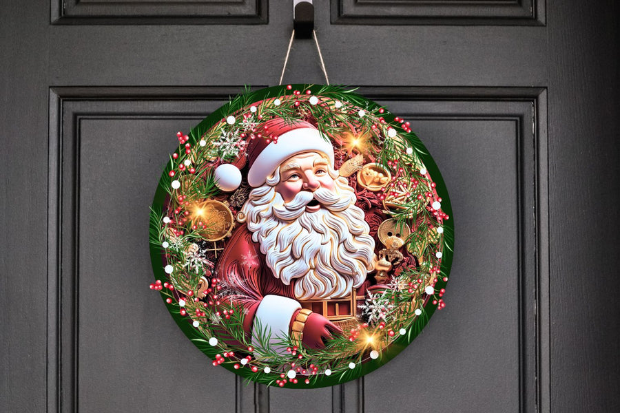 Green Santa Claus Door Hanger/Sign