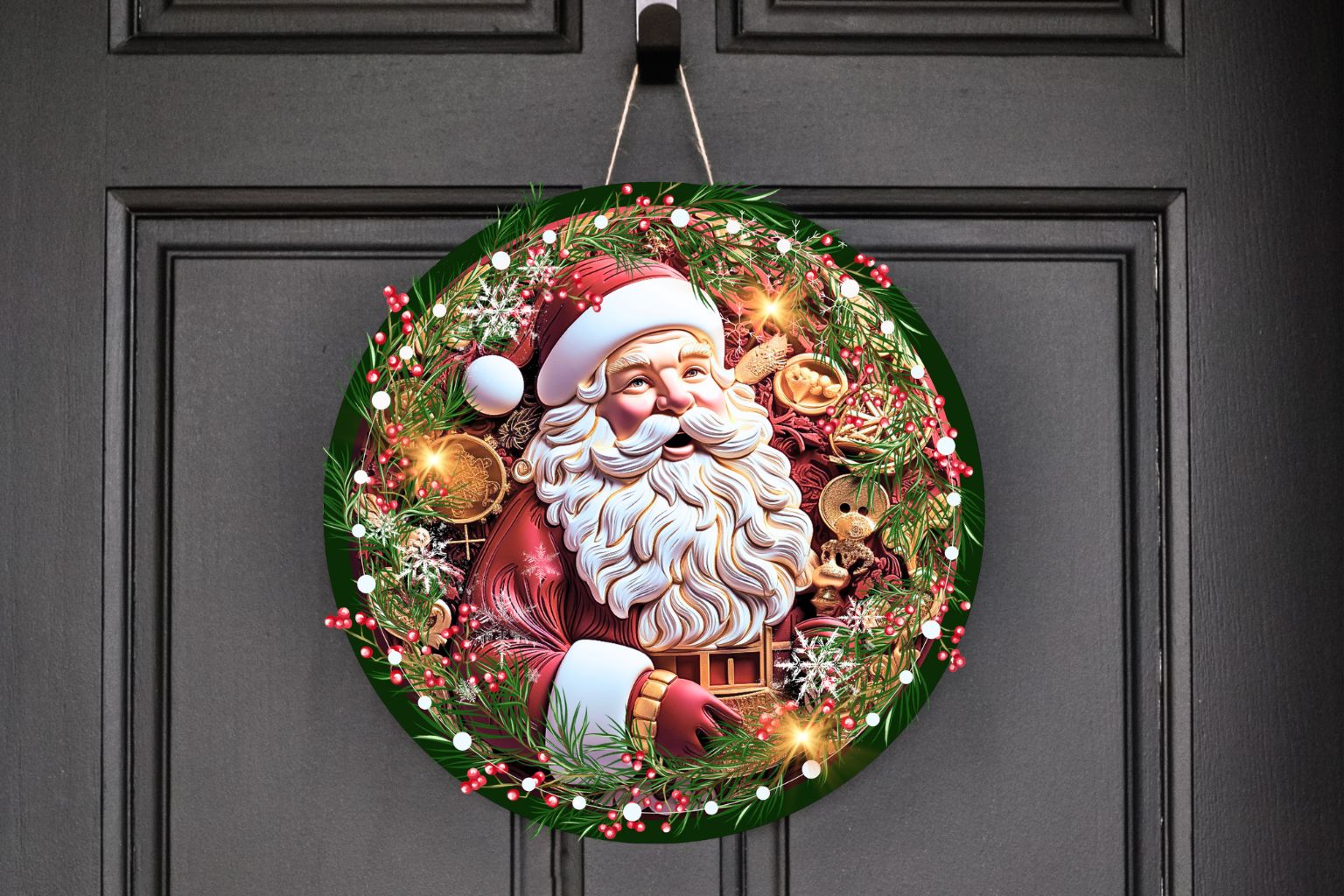 Santa Wreath Sign