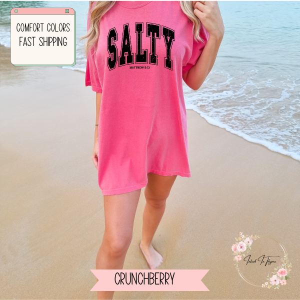 Salty Shirt, Comfort Colors, Summer Shirt, Bible Verse Shirt, Vacation Shirt, Oversized Beach Tee, Christian Religious TShirt