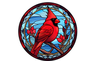 Stained Glass Cardinals Wreath Sign