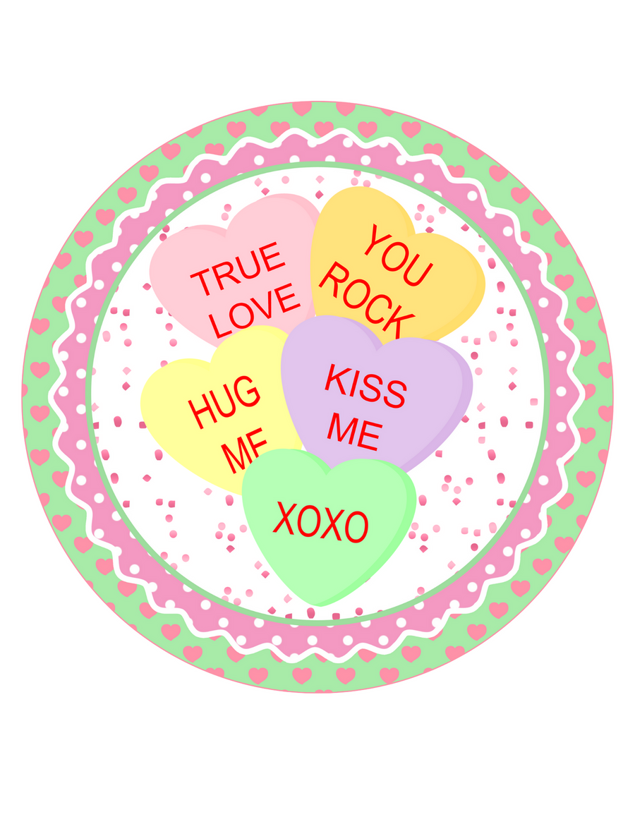 Valentine's Conversation Hearts Candy Wreath Sign