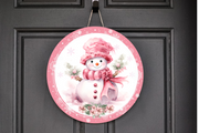 Pink Snowman Wreath Sign