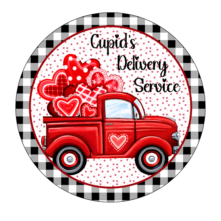 Cupid's Delivery Service Wreath Sign