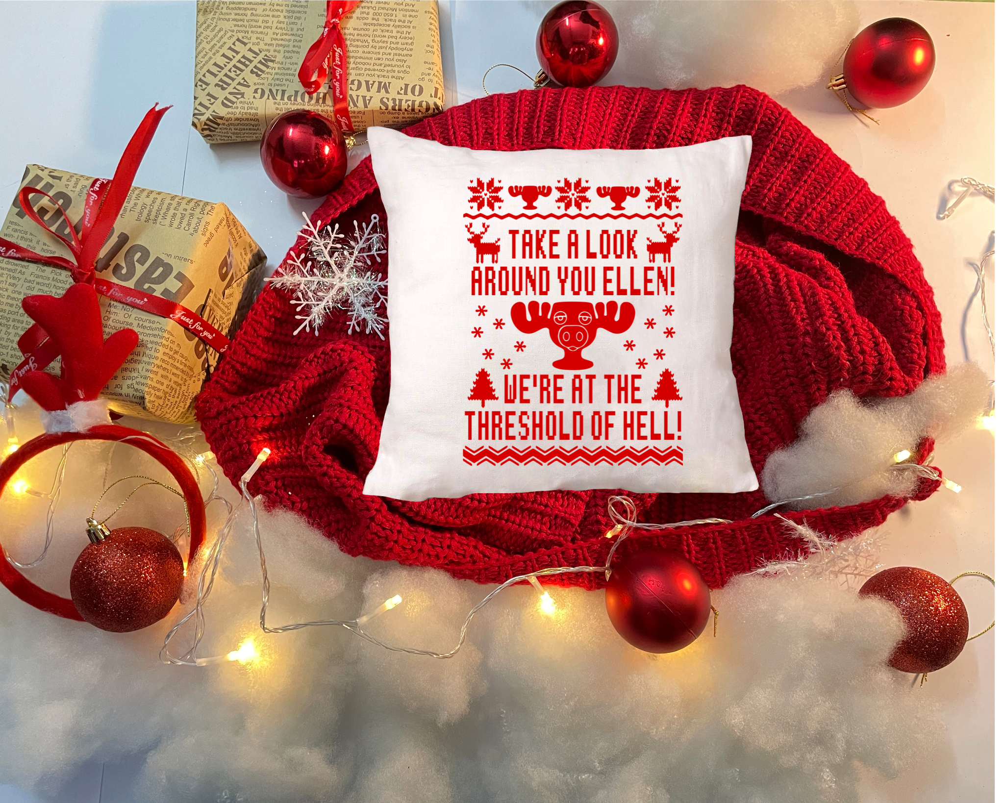 Take A Look Around You Ellen! We're At The Threshold Of Hell Pillow Cover, Christmas Vacation