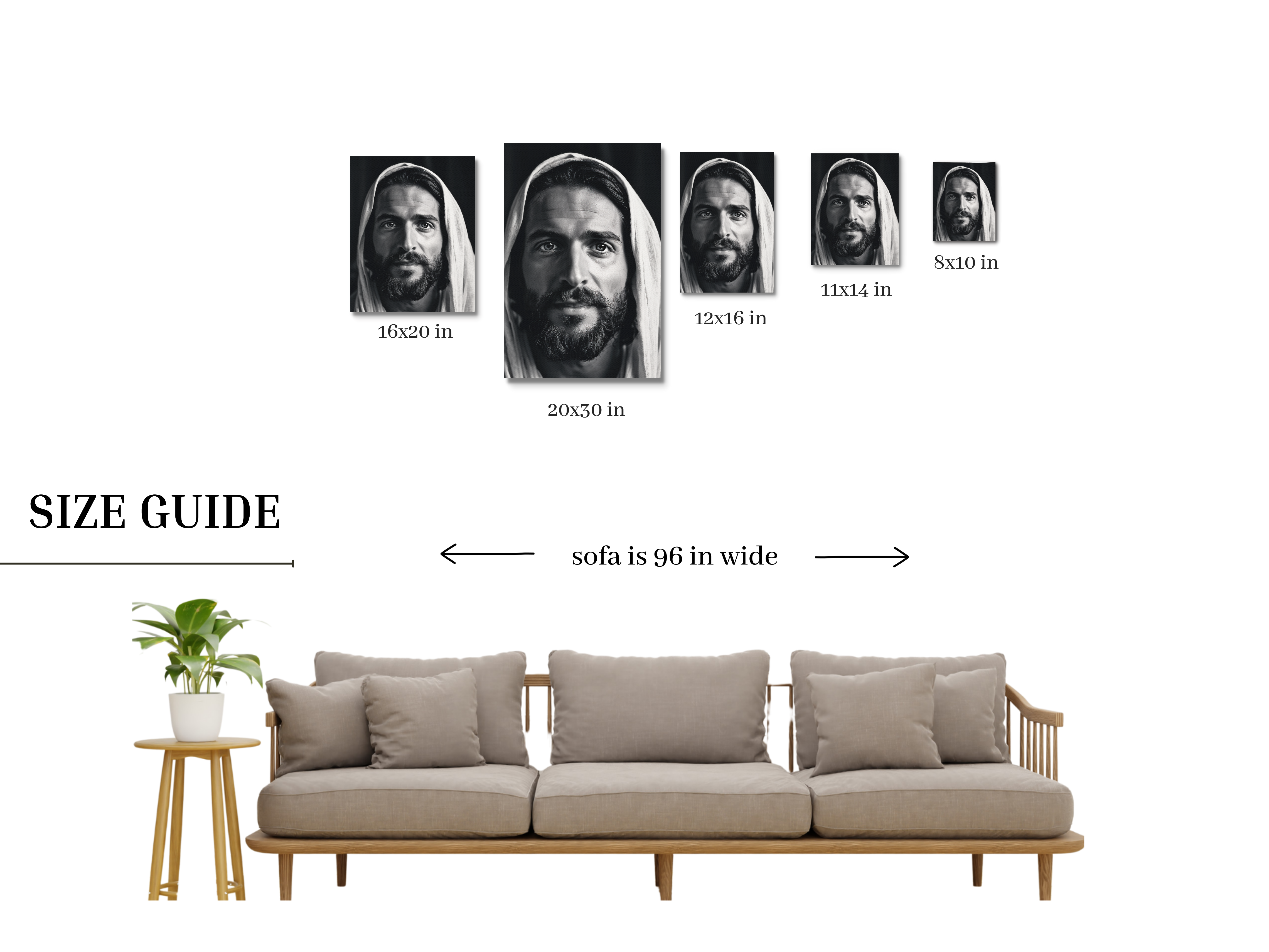 Divine Presence of Jesus Canvas Wrap- Black and White Christian Wall Art -Jesus Christ Wall Hanging-Religious Home Decor-Church Decor