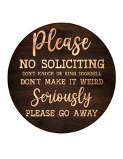 Wreath Sign, No Soliciting Wreath Sign, round wreath sign, Sign for wreath, door hanger, door decor,