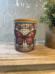 Stained Glass Butterfly Candle jar with tea light. Candle Holder-Votive Candle Holder,Battery Operated Tea Light Holder, trinket jar