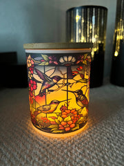 Stained Glass Hummingbird Battery Operated Tea Light Candle Jar-Candle Holder-Votive candle-trinket jar