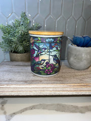 Stained Glass Hummingbird Battery Operated Tea Light Candle Jar-Candle Holder-Votive candle-trinket jar