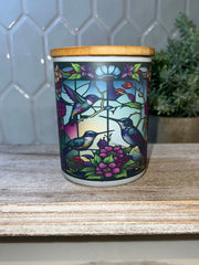 Stained Glass Hummingbird Battery Operated Tea Light Candle Jar-Candle Holder-Votive candle-trinket jar