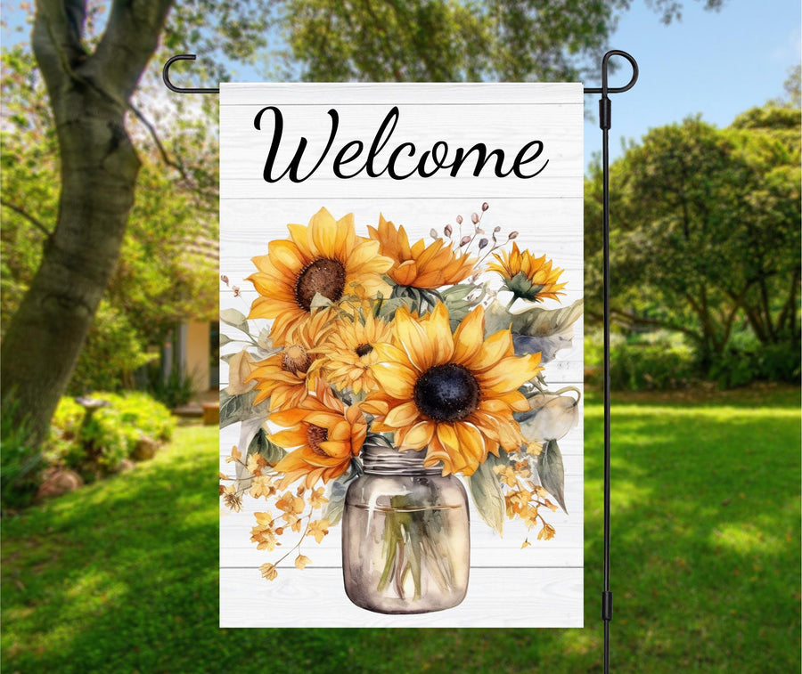 Sunflower Welcome Double Sided Garden/Yard Flag, Yard decor, Spring decor, housewarming, summer decor, Welcome Flag for Yard