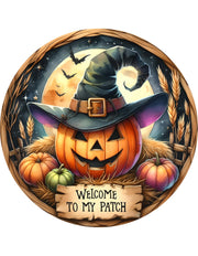 Welcome To My Patch Pumpkin Wreath Sign, round wreath sign, Sign for wreath, Fall Wreath Attachment, Halloween Decor