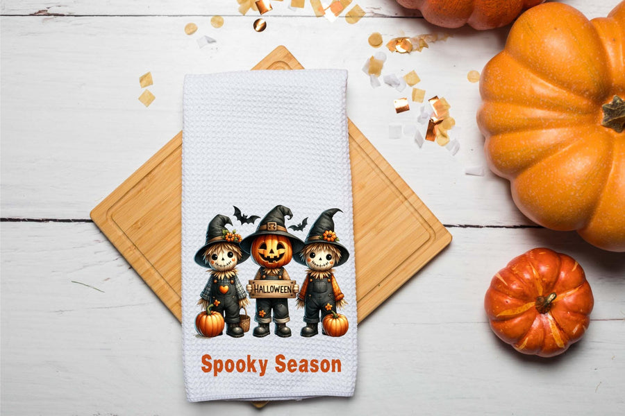 Personalized Scarecrows Dish Tea Hand Kitchen Towel, Kitchen Decor Gift- Thanksgiving Fall Halloween Decor-Housewarming Hostess Gift