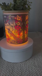 Stained Glass Hummingbird Battery Operated Tea Light Candle Jar-Candle Holder-Votive candle-trinket jar