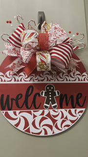 Welcome Peppermint/Gingerbread Sign