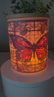 Stained Glass Butterfly Candle jar with tea light. Candle Holder-Votive Candle Holder,Battery Operated Tea Light Holder, trinket jar